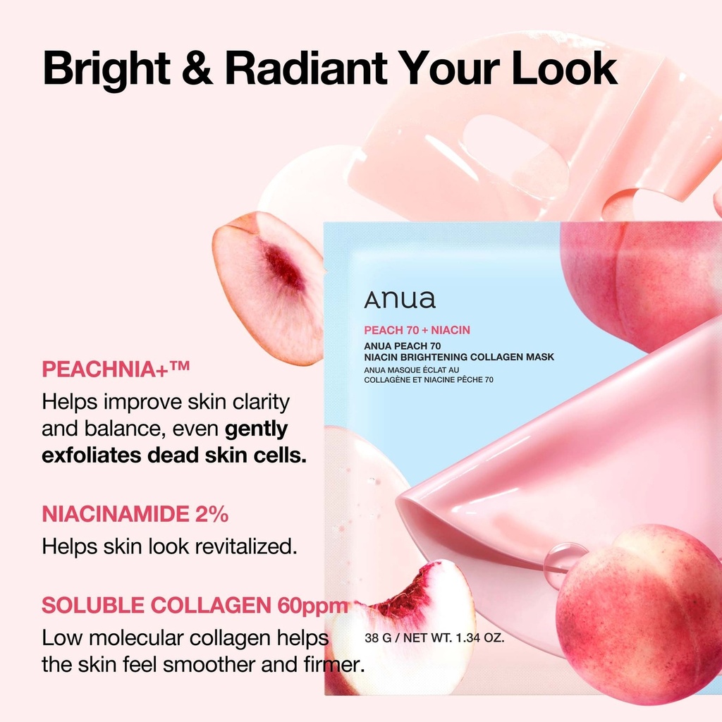 [ANUA] Peach 70 Niacin Brightening Collagen Mask 38g